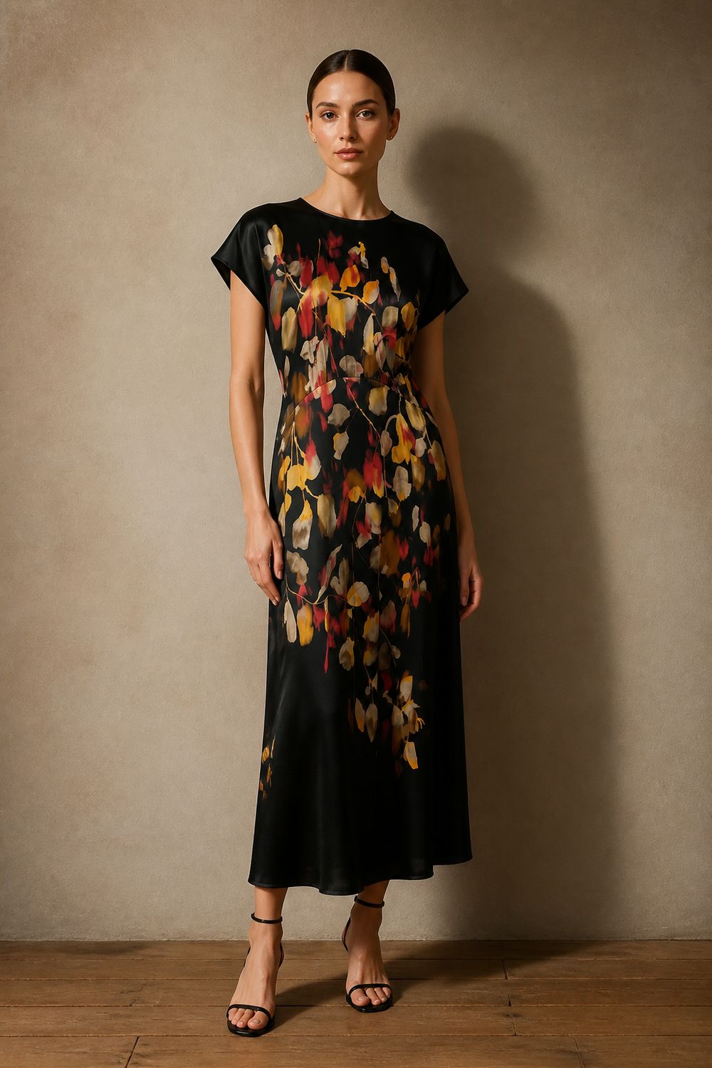Go Silk Go Slouch Dress Falling Leaves