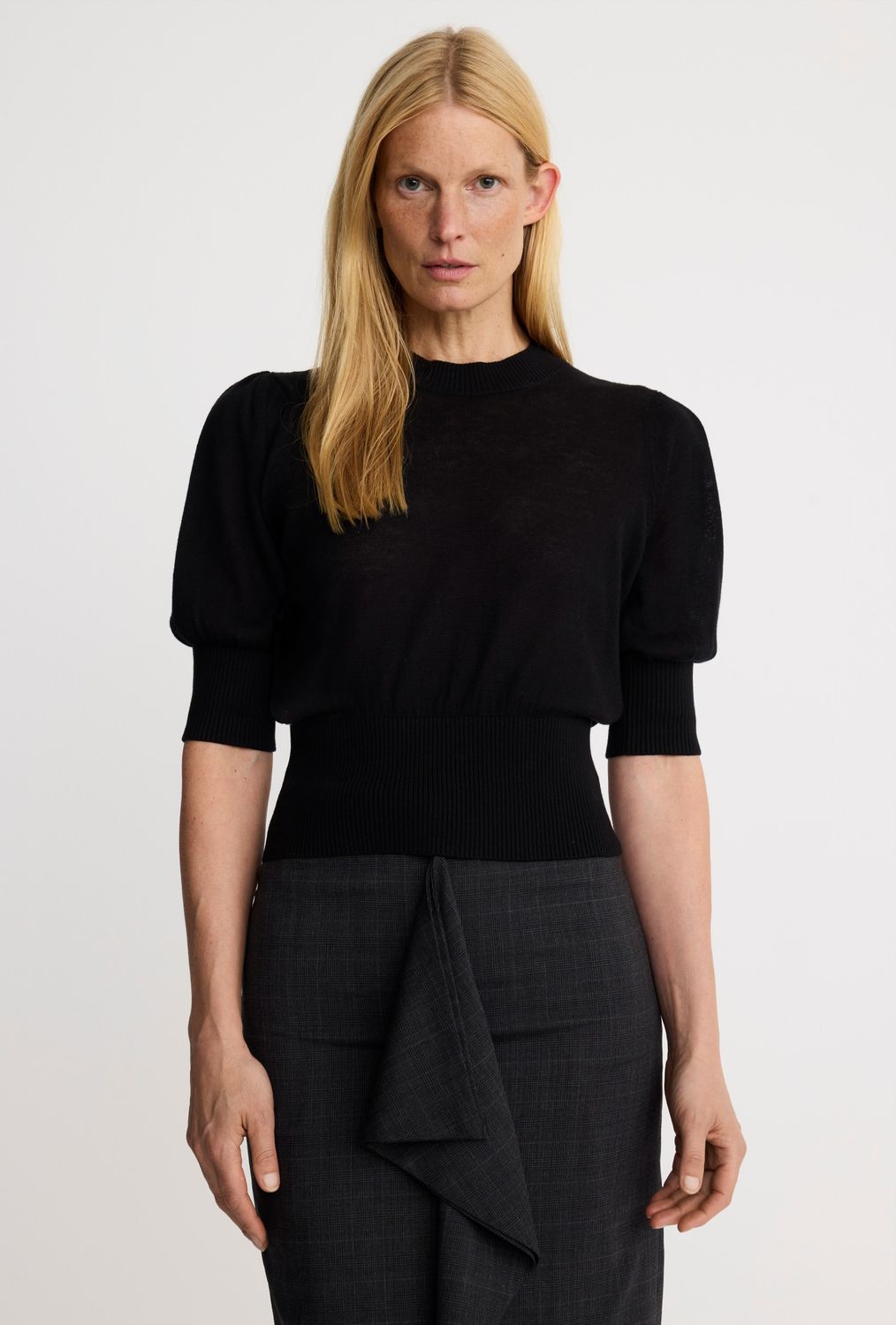 Smythe Cropped Pouf Sleeve Sweater
