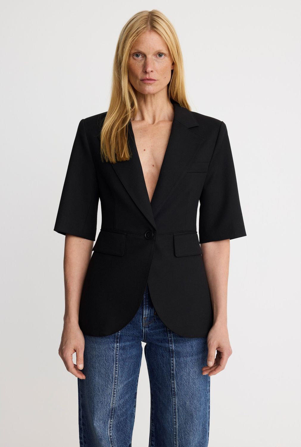 Smythe Short Sleeve Seamed Blazer
