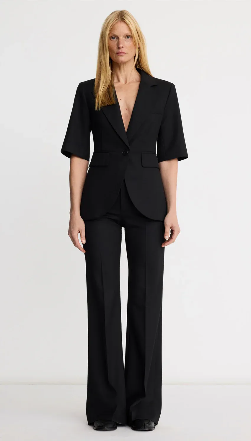 Smythe Short Sleeve Seamed Blazer
