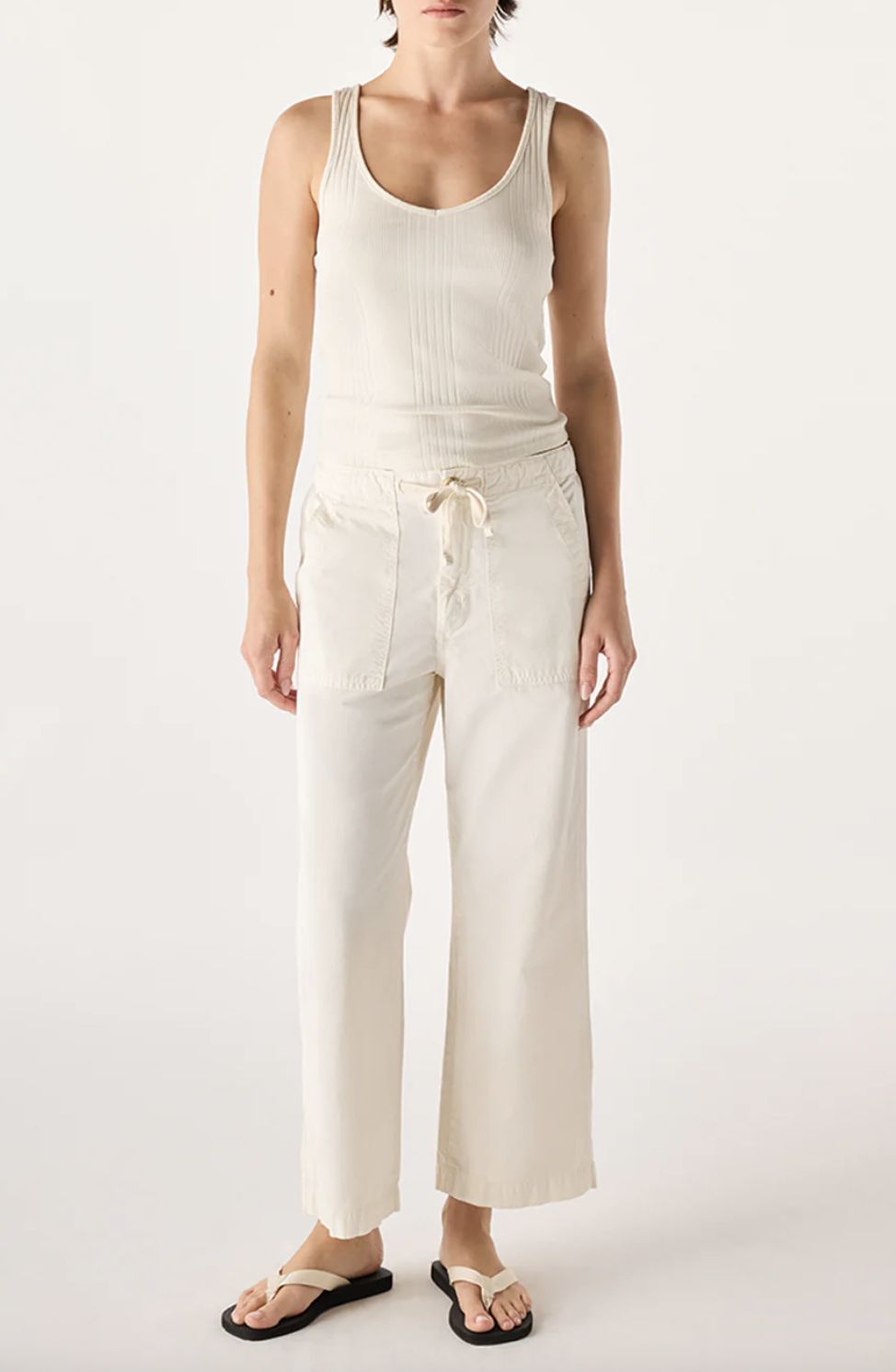 AMO Easy Drawstring Slouch Crop in Bone