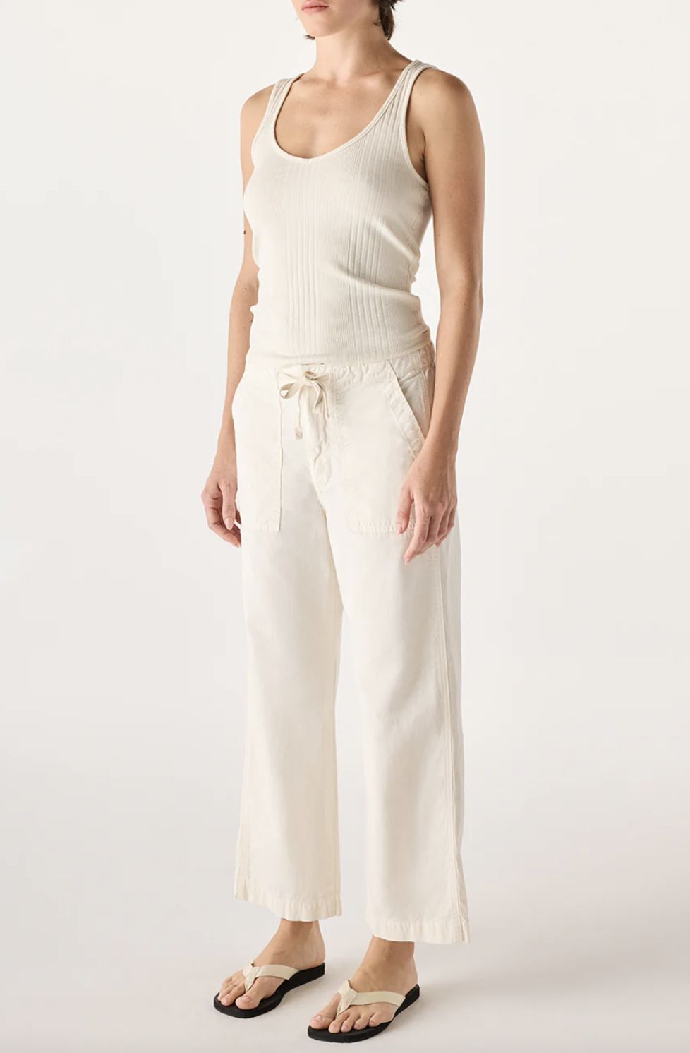 AMO Easy Drawstring Slouch Crop in Bone