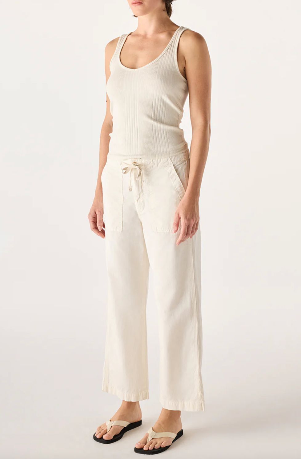 AMO Easy Drawstring Slouch Crop in Bone