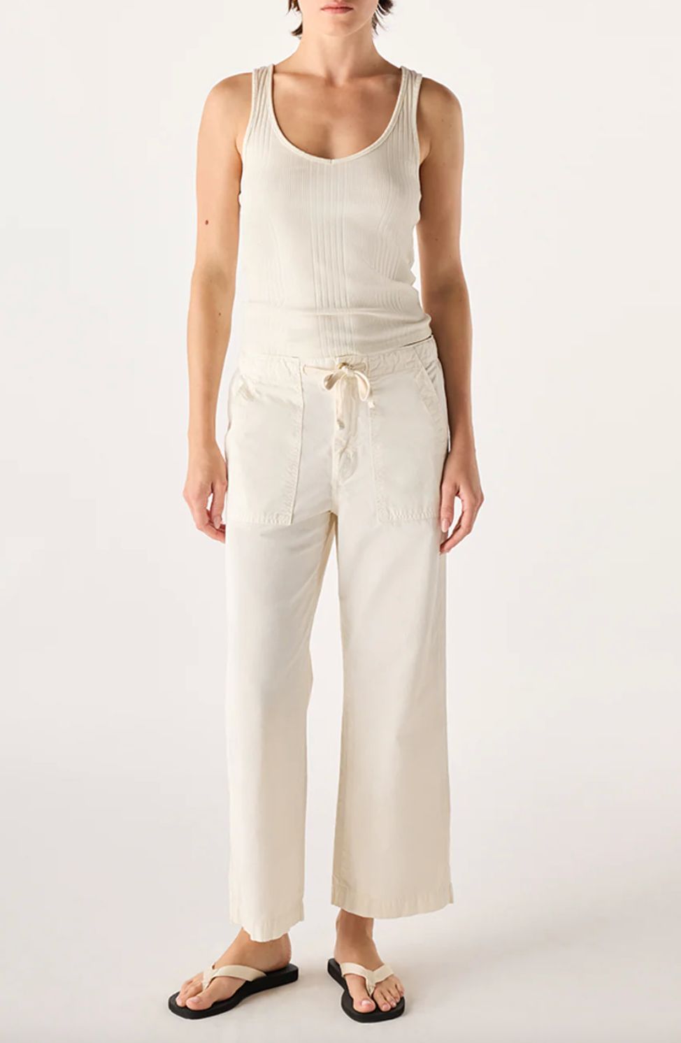 AMO Easy Drawstring Slouch Crop in Bone
