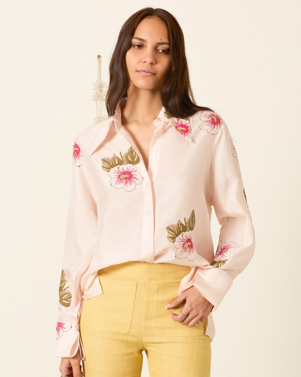 Alix of Bohemia Dana Hibiscus Silk Shirt