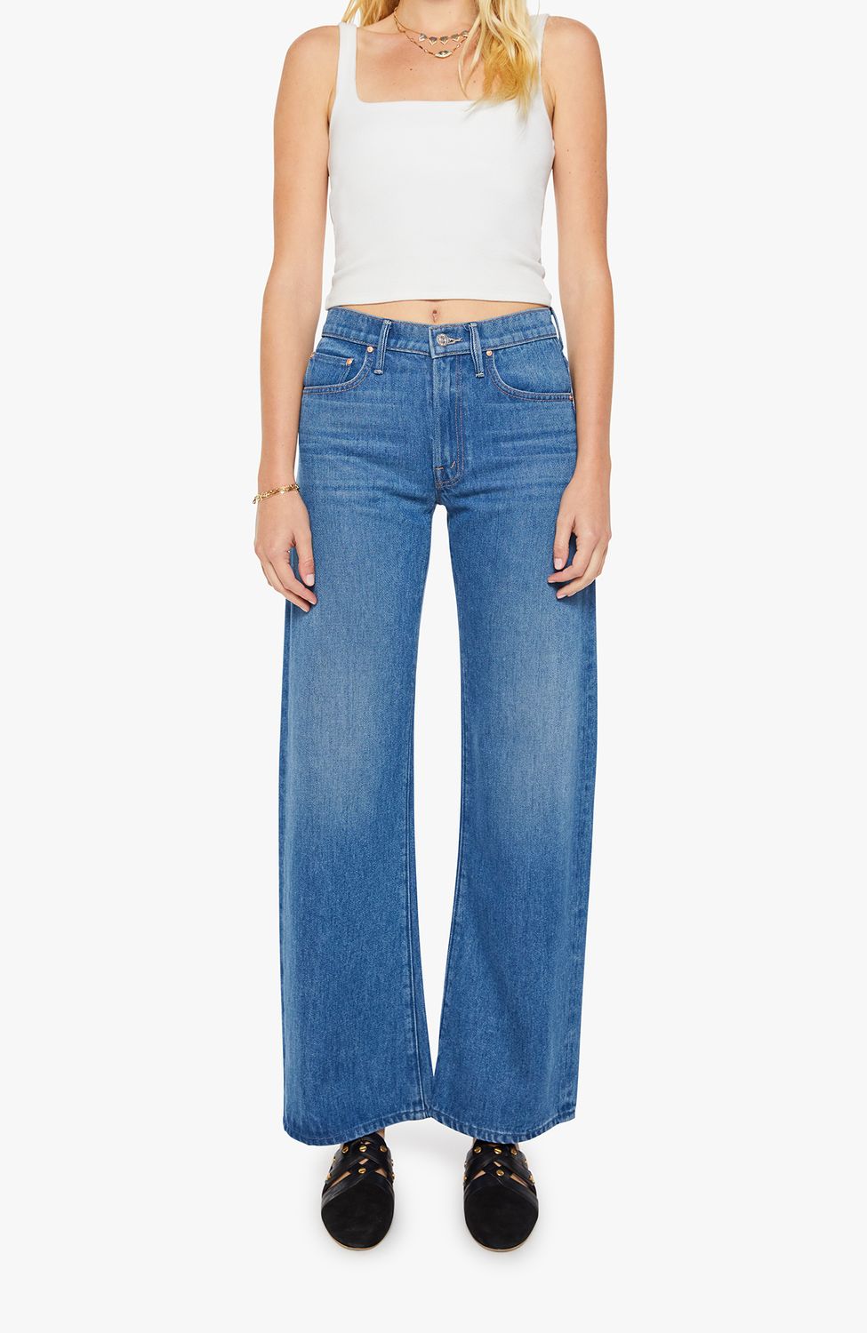 Mother Mid Rise Lasso Sneak Jean in Breaking New Ground