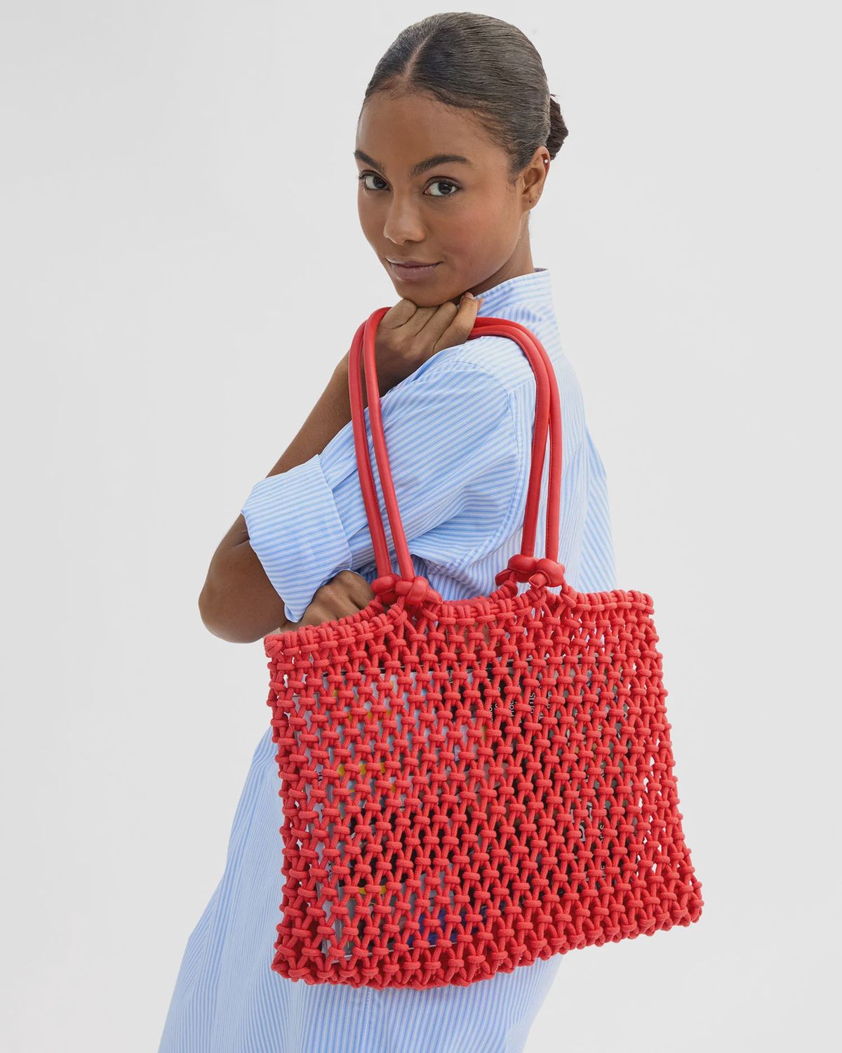 Clare V Sandy Tote in Bright Poppy