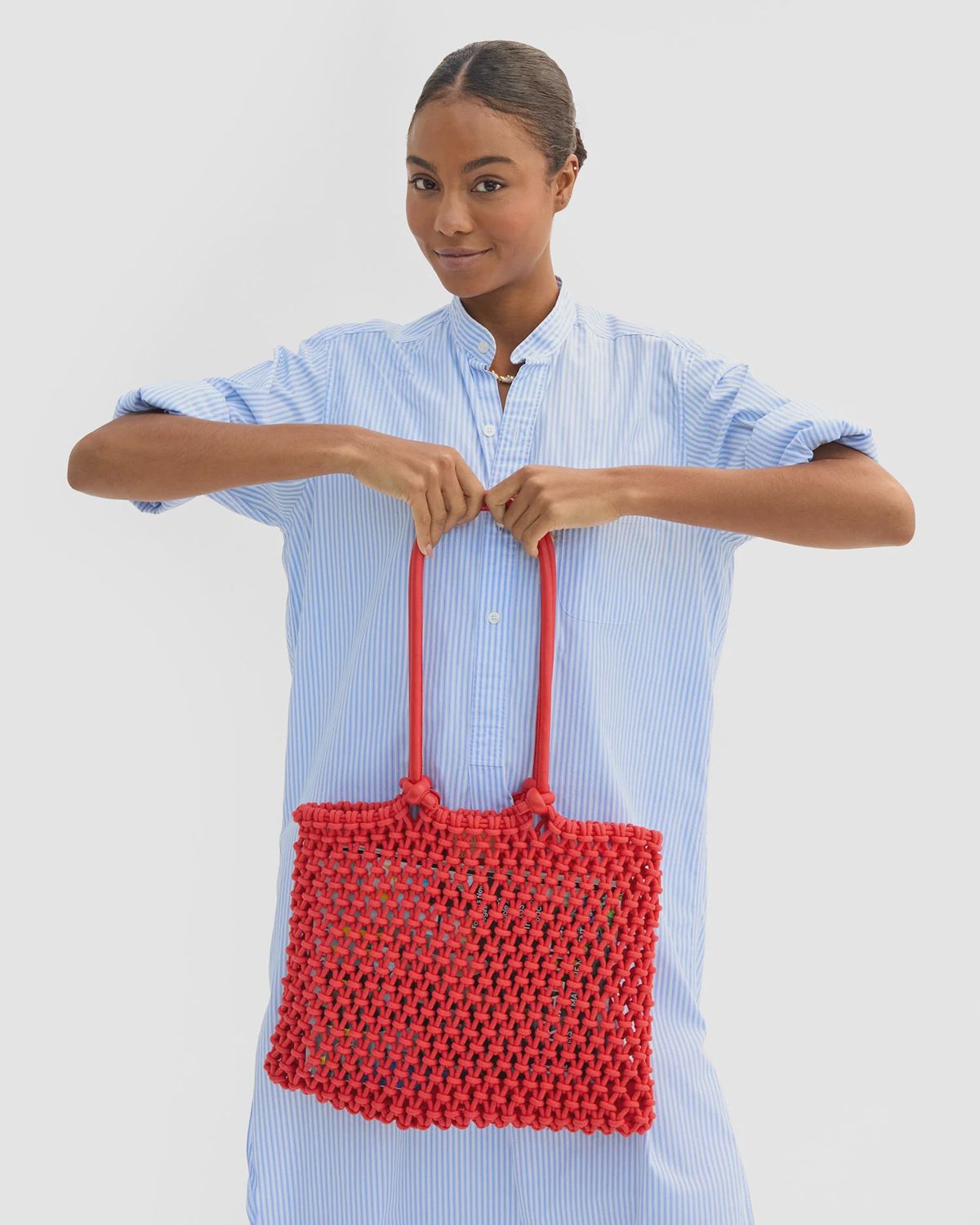 Clare V Sandy Tote in Bright Poppy