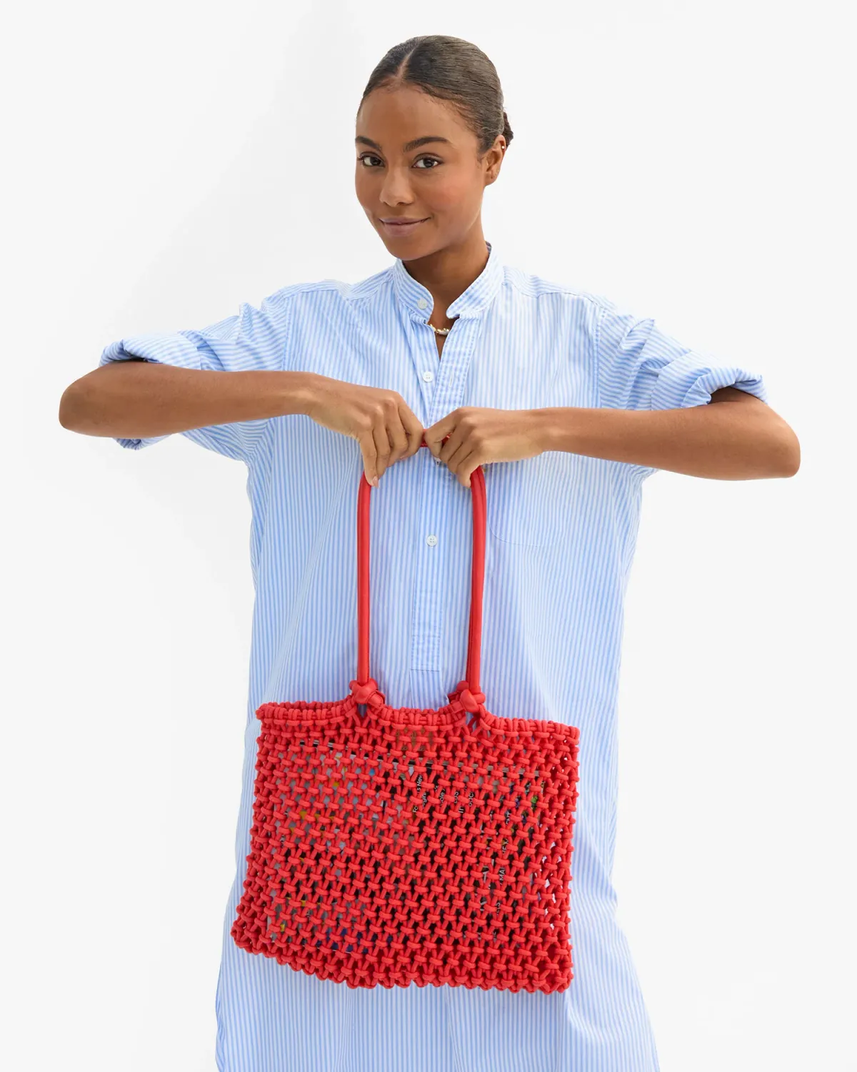 Clare V Sandy Tote in Bright Poppy