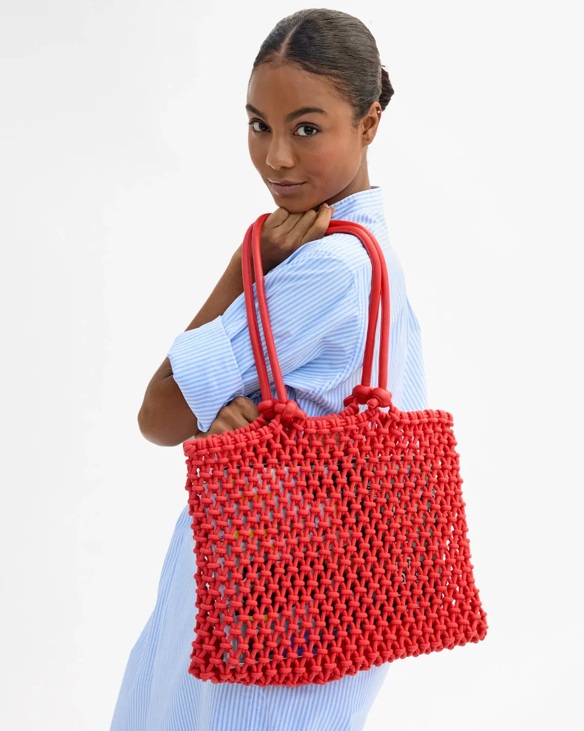 Clare V Sandy Tote in Bright Poppy