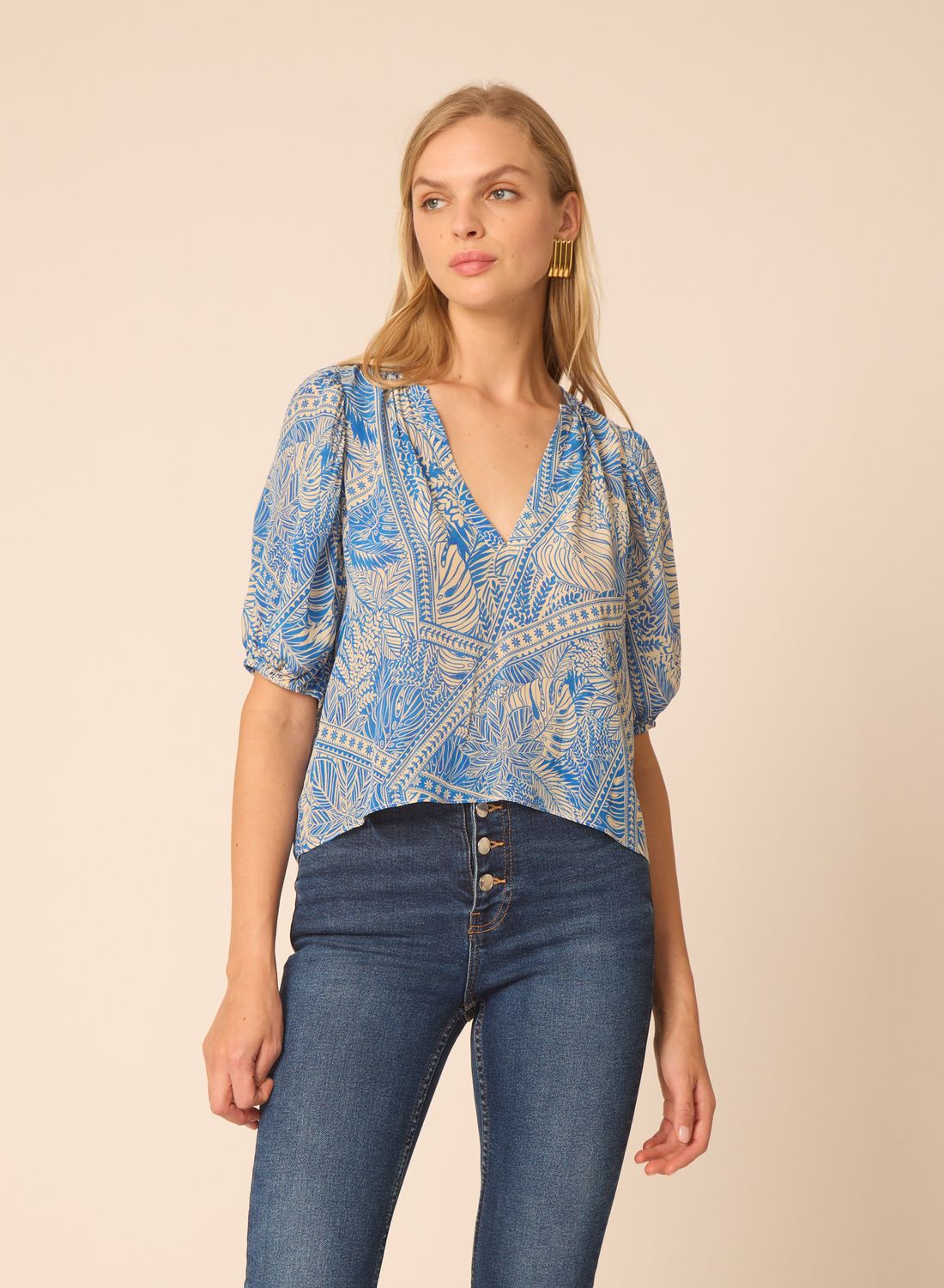 Gilner Farrar Callie Blouse in Yucatan Print, Color: Yucatan, Size: XS