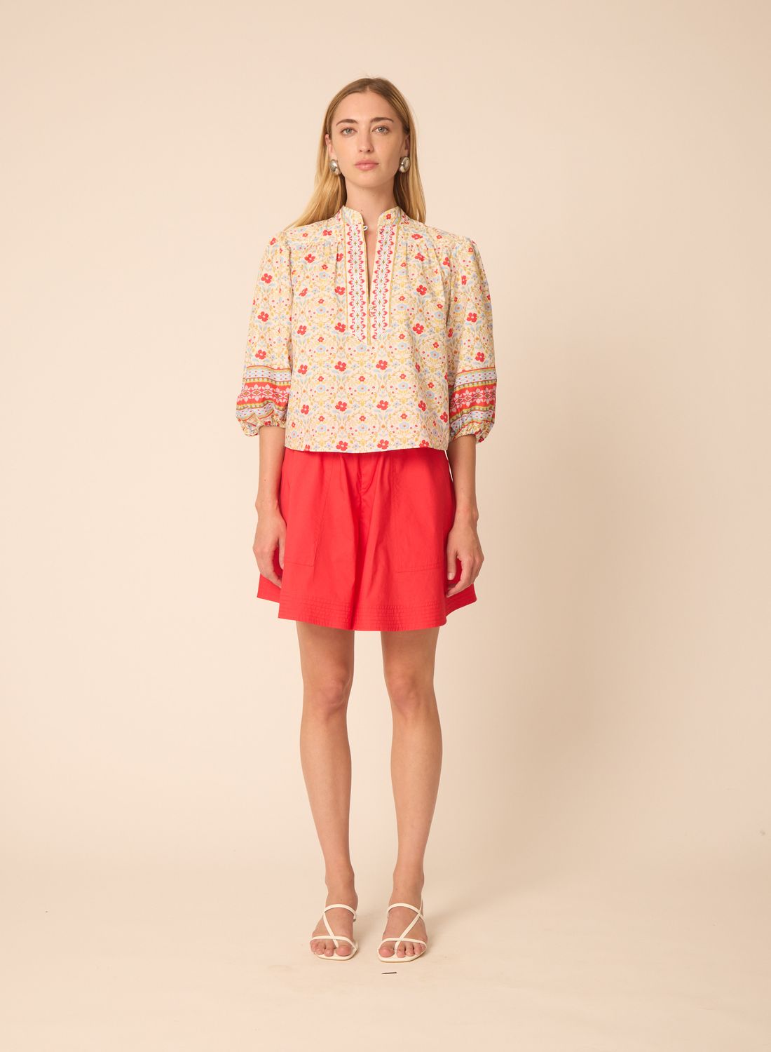 Gilner Farrar Bethany Blouse in Red Floral, Color: Red Floral, Size: XS