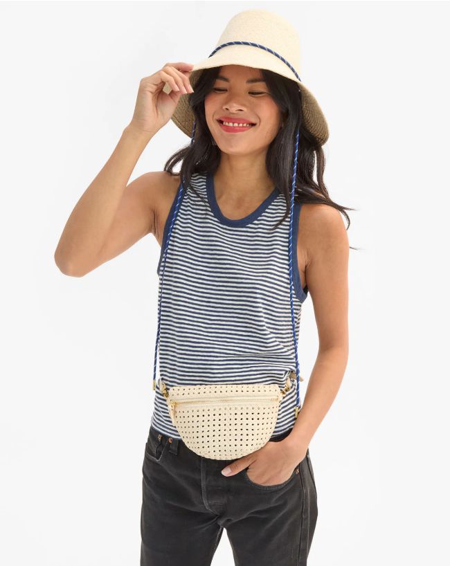 Clare V Petite Fanny in Cream Rattan