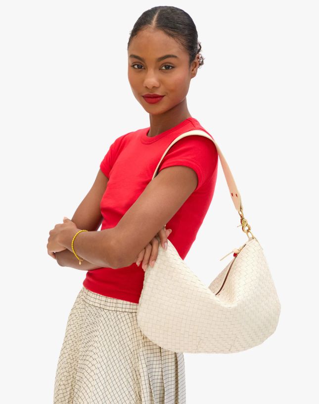 Clare V Moyen Messenger in Cream