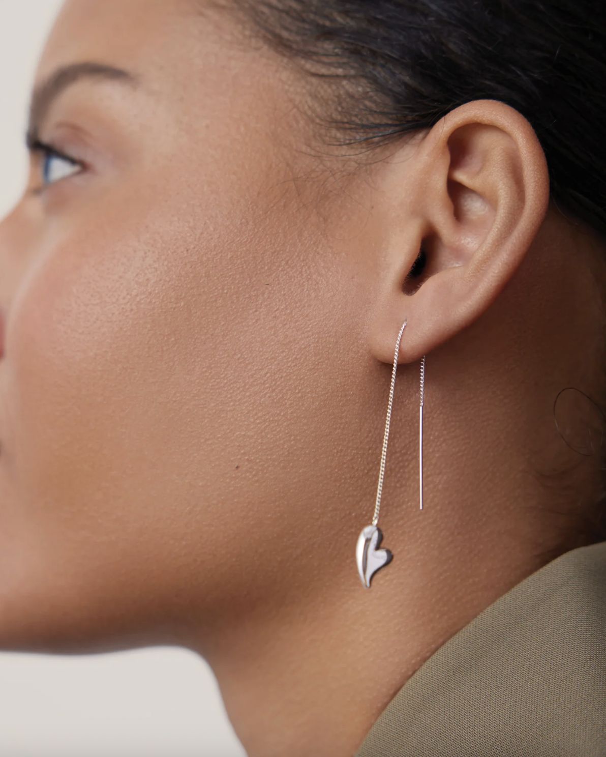 Jenny Bird Puffy Heart Threader Earring