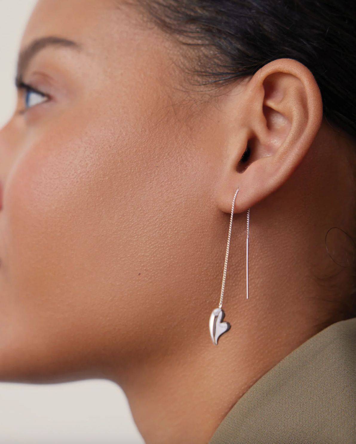Jenny Bird Puffy Heart Threader Earring