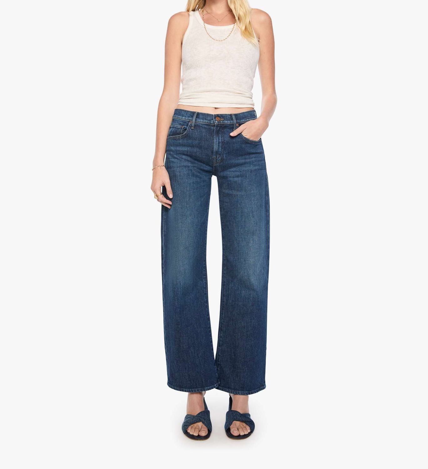 Mother Mid Rise Lasso Sneak Jean in That Belongs in A Museum, Color: That Belongs in a Museum, Size: 25