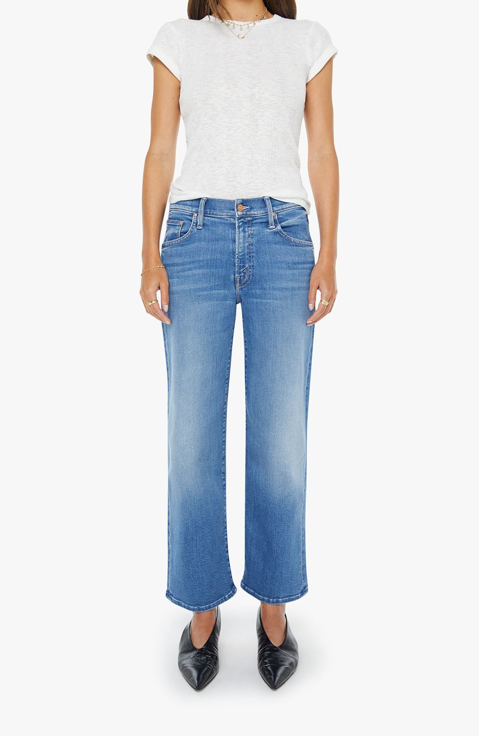 Mother Itty Bitty Ringer Tee in Fluff