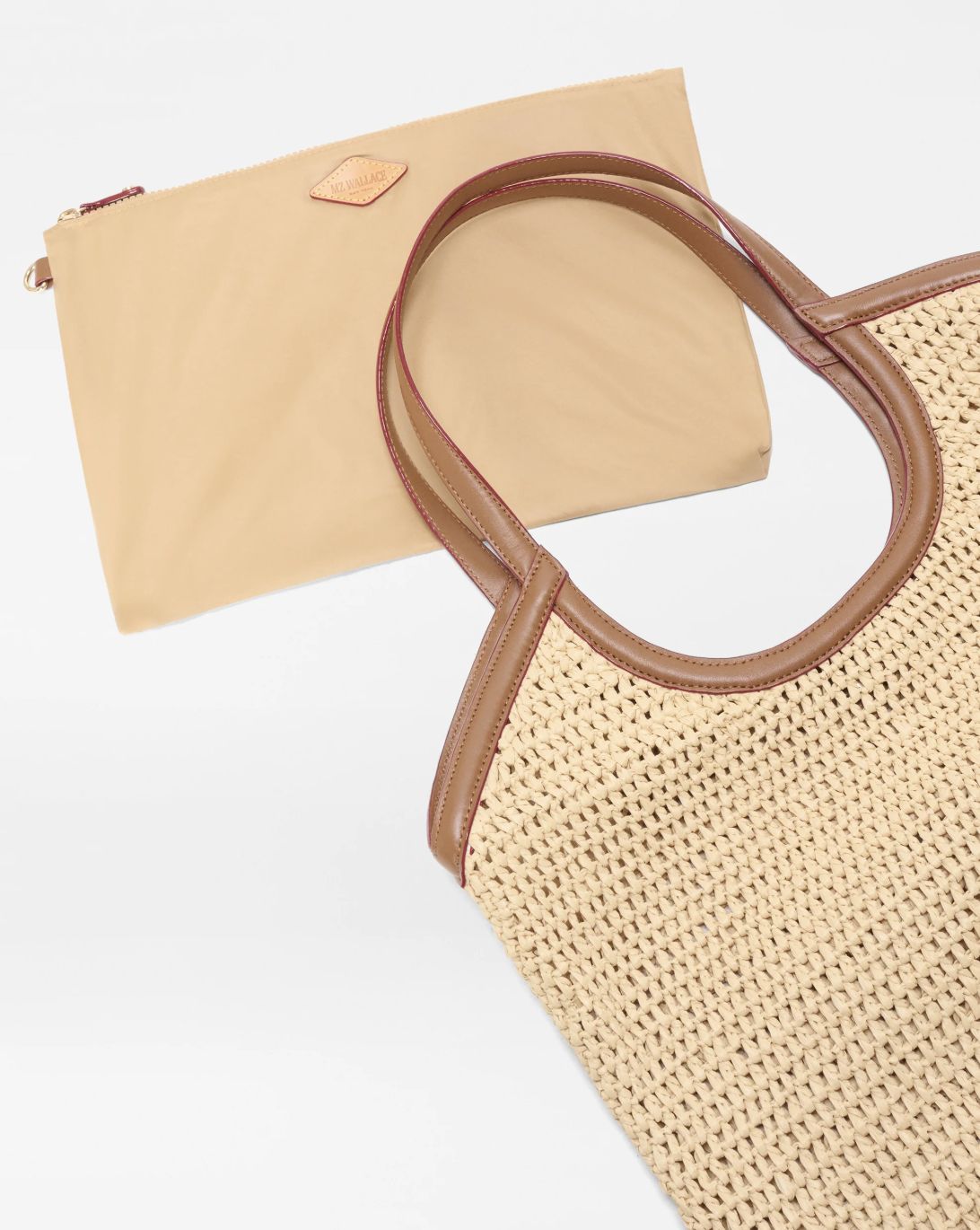 MZ Wallace Large Crochet Georgica Tote in Camel