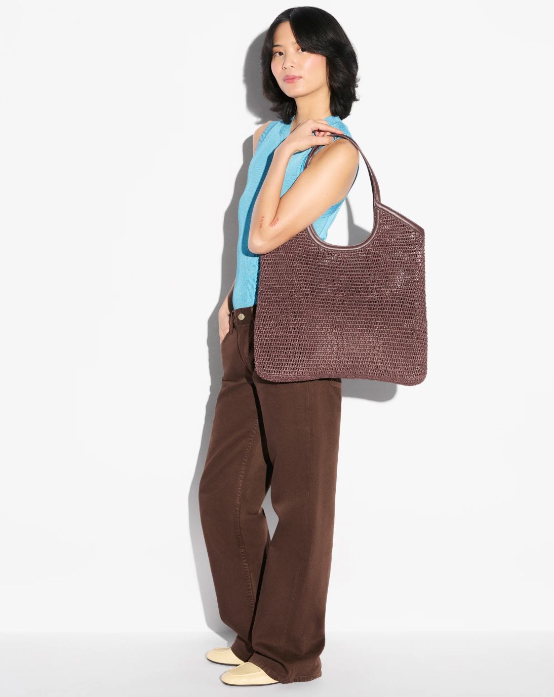 MZ Wallace Large Crochet Georgica Tote in Brown