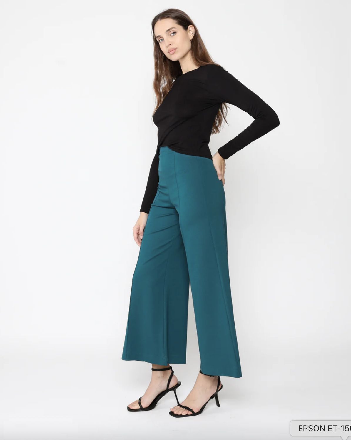 Ripley Rader Ponte Knit Wide Leg Crop Pant in Teal