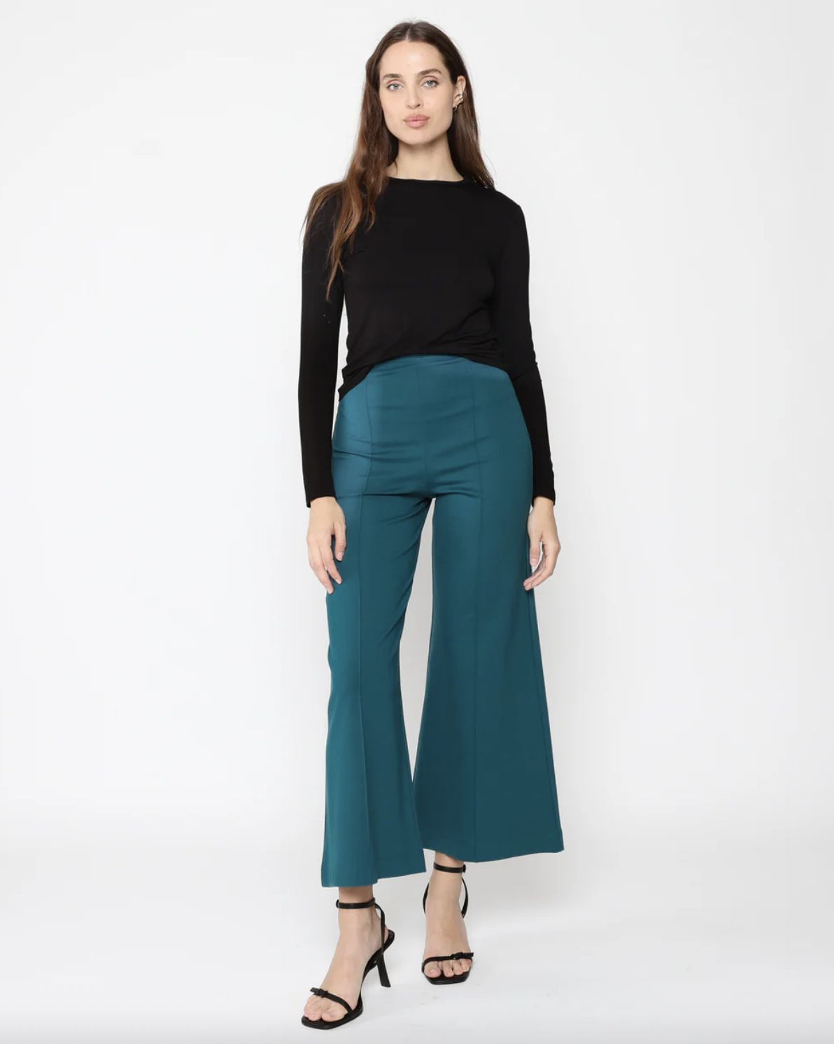 Ripley Rader Ponte Knit Wide Leg Crop Pant in Teal