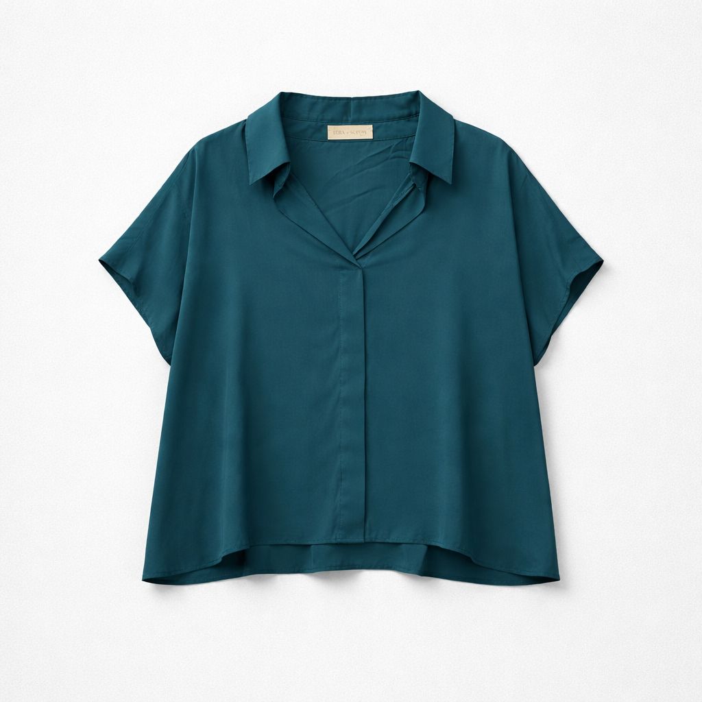 Lola + Sophie Collared V-Neck Boxy Top