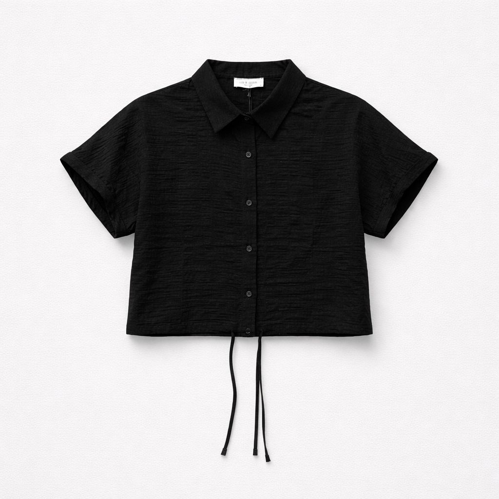 Lola + Sophie Cotton Pucker Drawstring Top