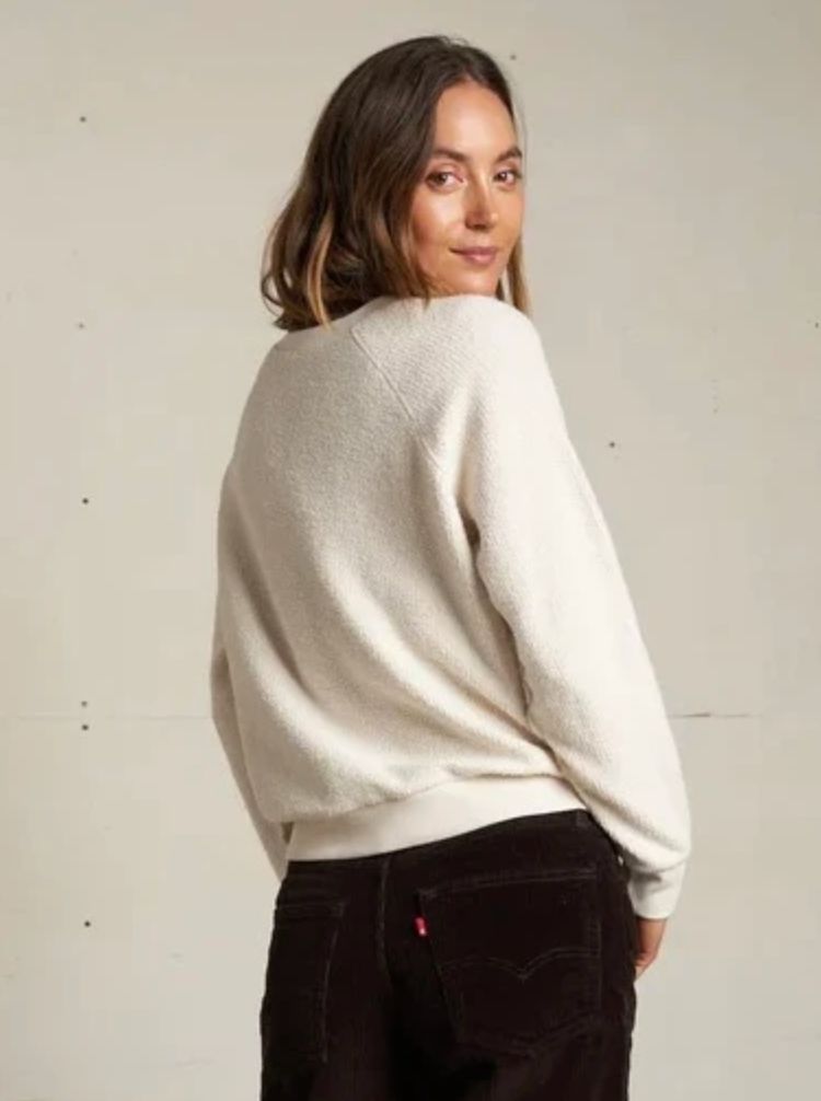 Perfect White Tee Zuri V-Neck Sweatshirt in Whitecap Grey