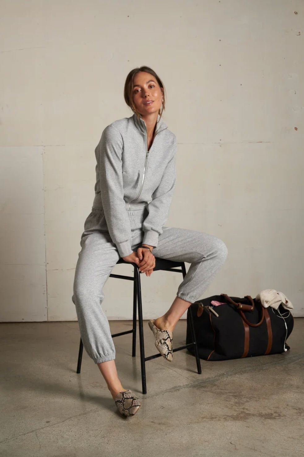 Perfect White Tee Milana Track Jacket in Heather Grey