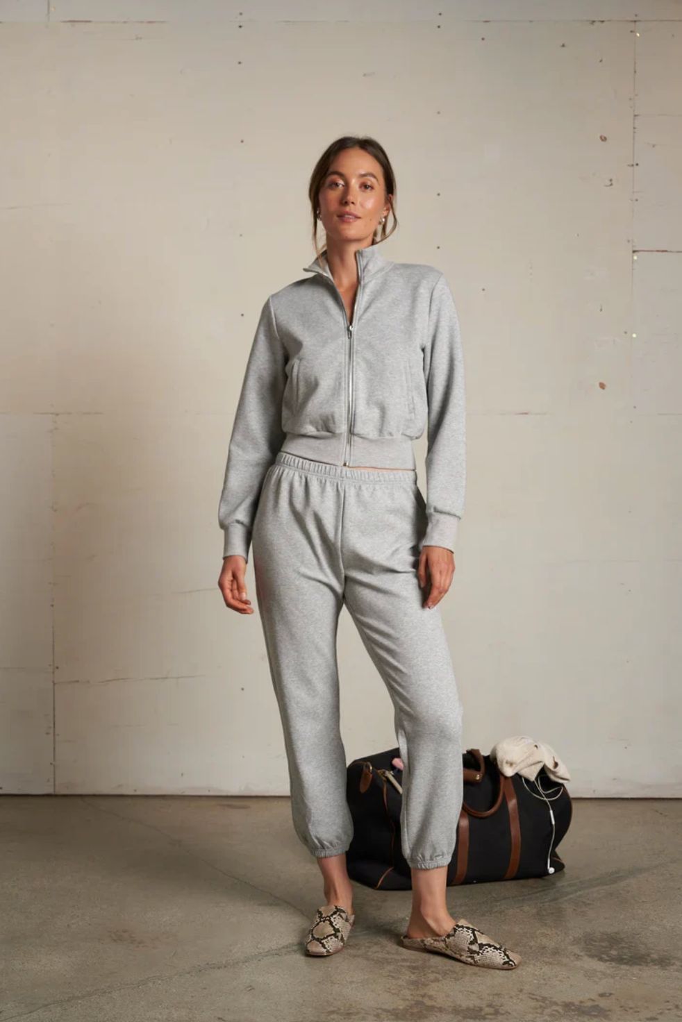 Perfect White Tee Milana Track Jacket in Heather Grey