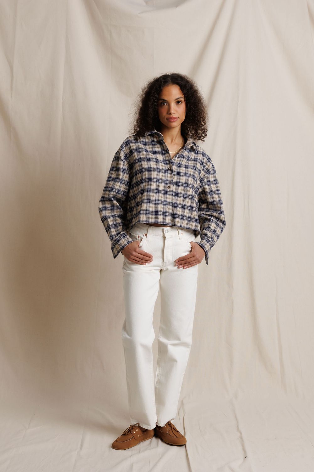 Perfect White Tee Tate, Color: Sugar Plaid, Size: XS