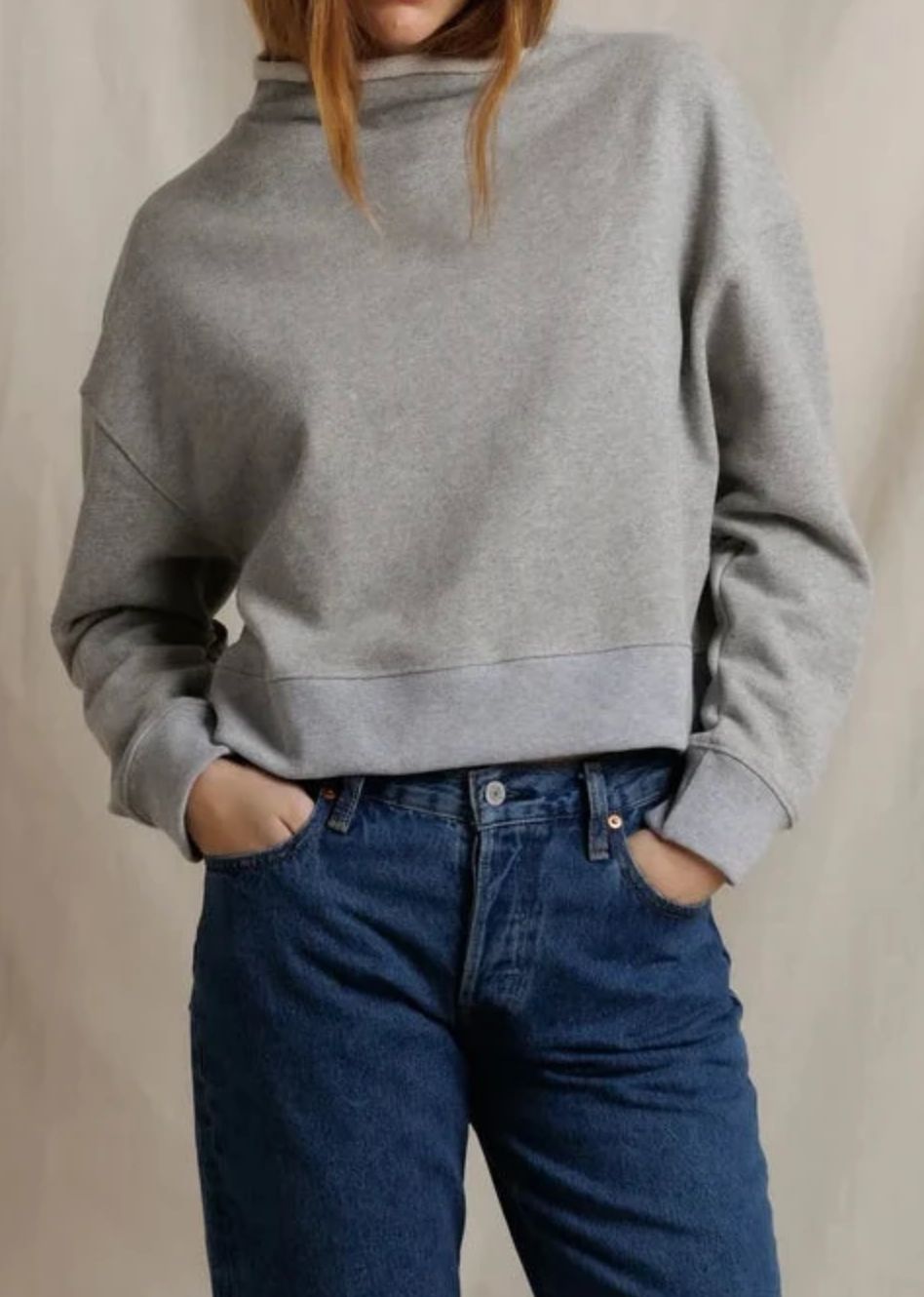 Perfect White Tee Arden Sweatshirt in Heather Grey
