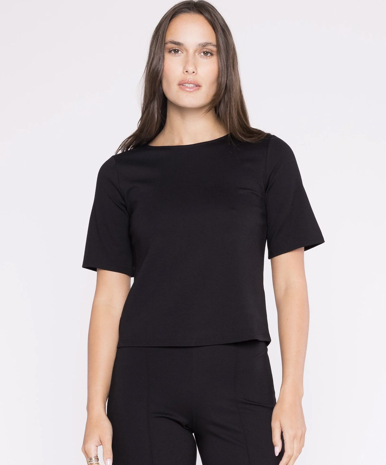 Ripley Rader Ponte Knit Short Sleeve Extended Tee, Color: Black, Size: 1