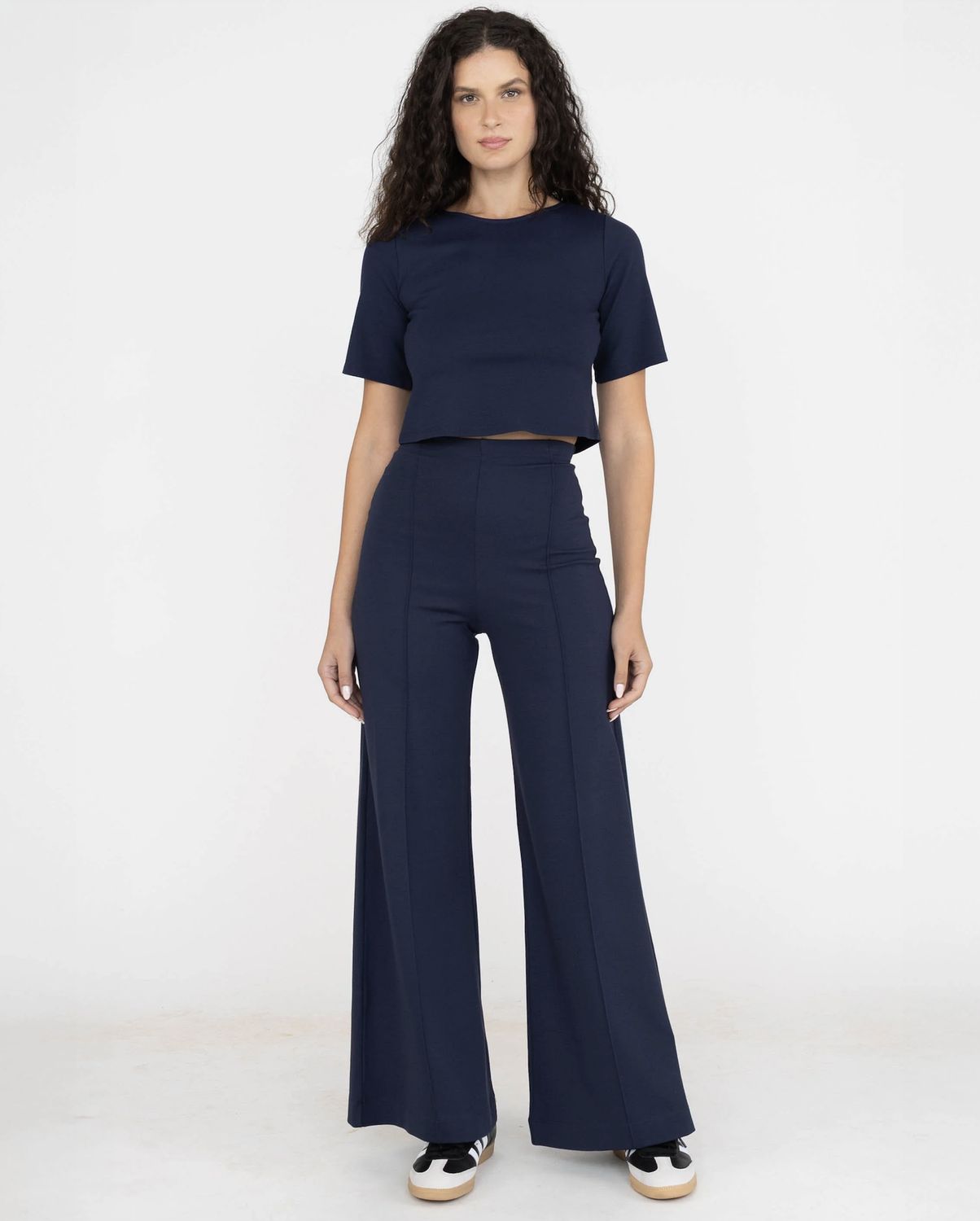 Ripley Rader Ponte Knit Standard Wide Leg Pant in Navy, Color: Navy, Size: 1
