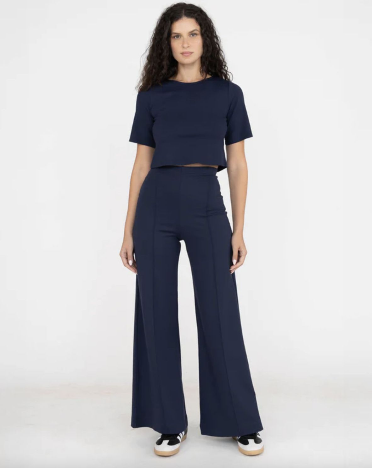 Ripley Rader Ponte Knit Standard Wide Leg Pant in Navy