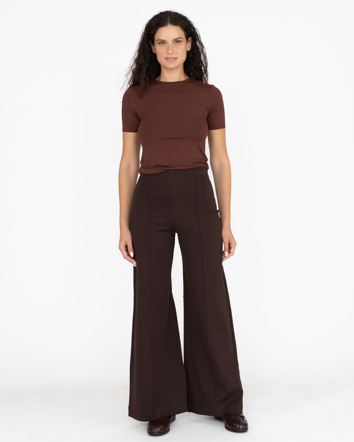 Ripley Rader Pont Knit Standard Wide Leg Pant in Chocolate, Color: Chocolate, Size: 1