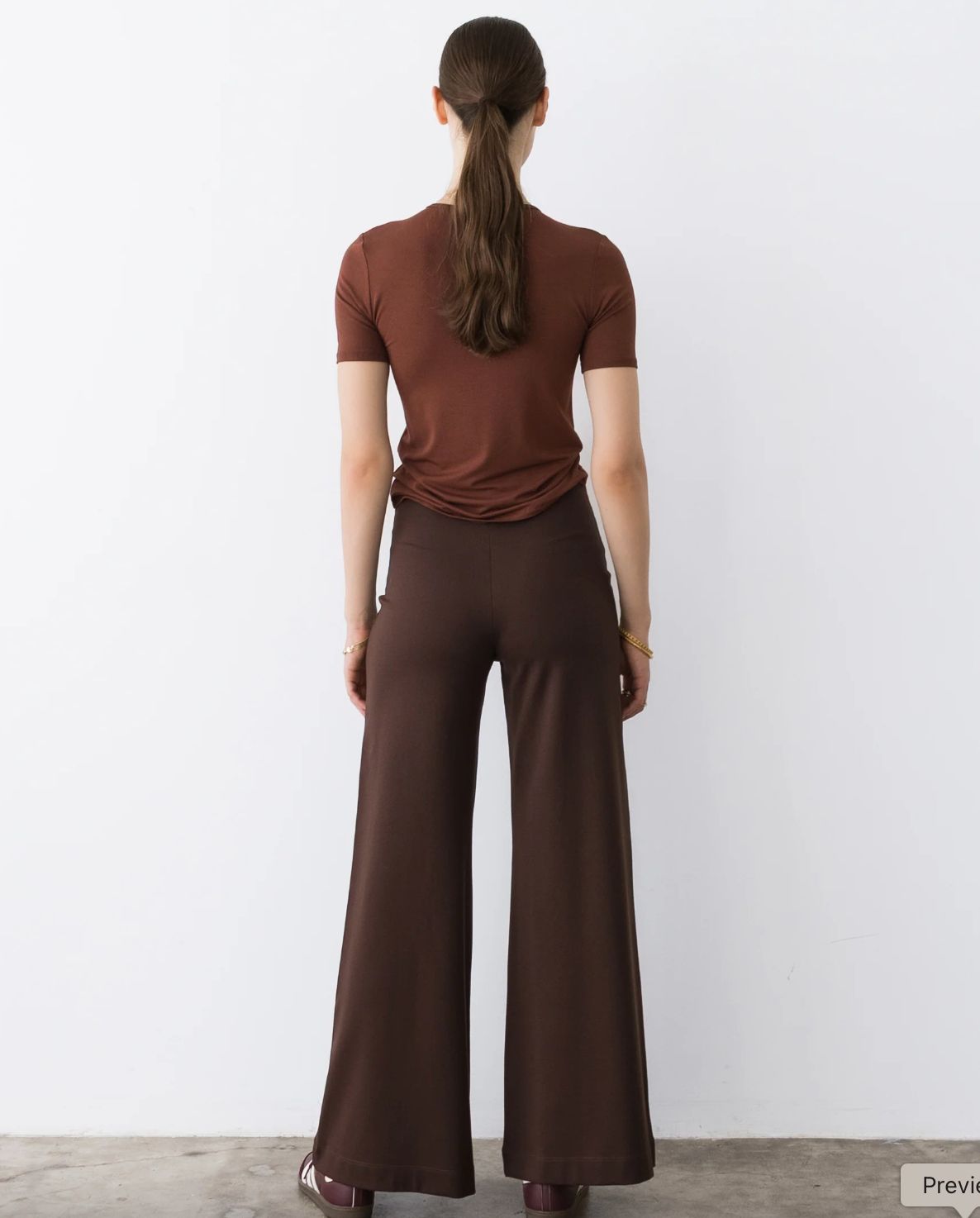 Ripley Rader Pont Knit Standard Wide Leg Pant in Chocolate