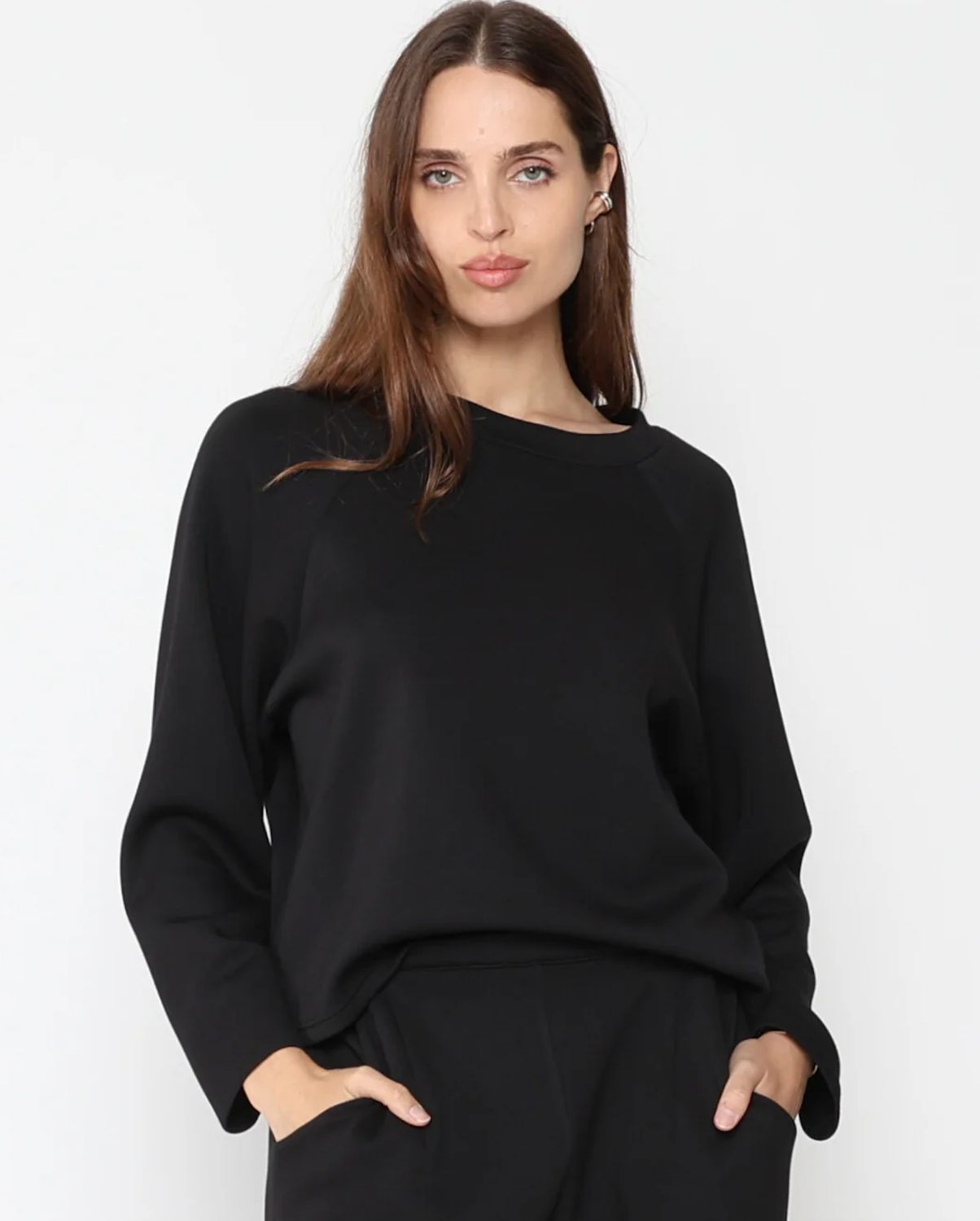 Ripley Rader Oversized Scuba Raglan Top in Olive Green, Color: Olive, Size: 1