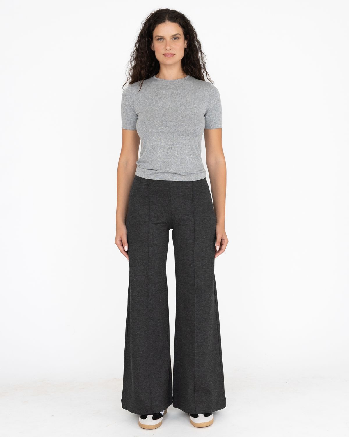 Ripley Rader Ponte Knit Standard Wide Pant in Charcoal, Color: Charcoal, Size: 1