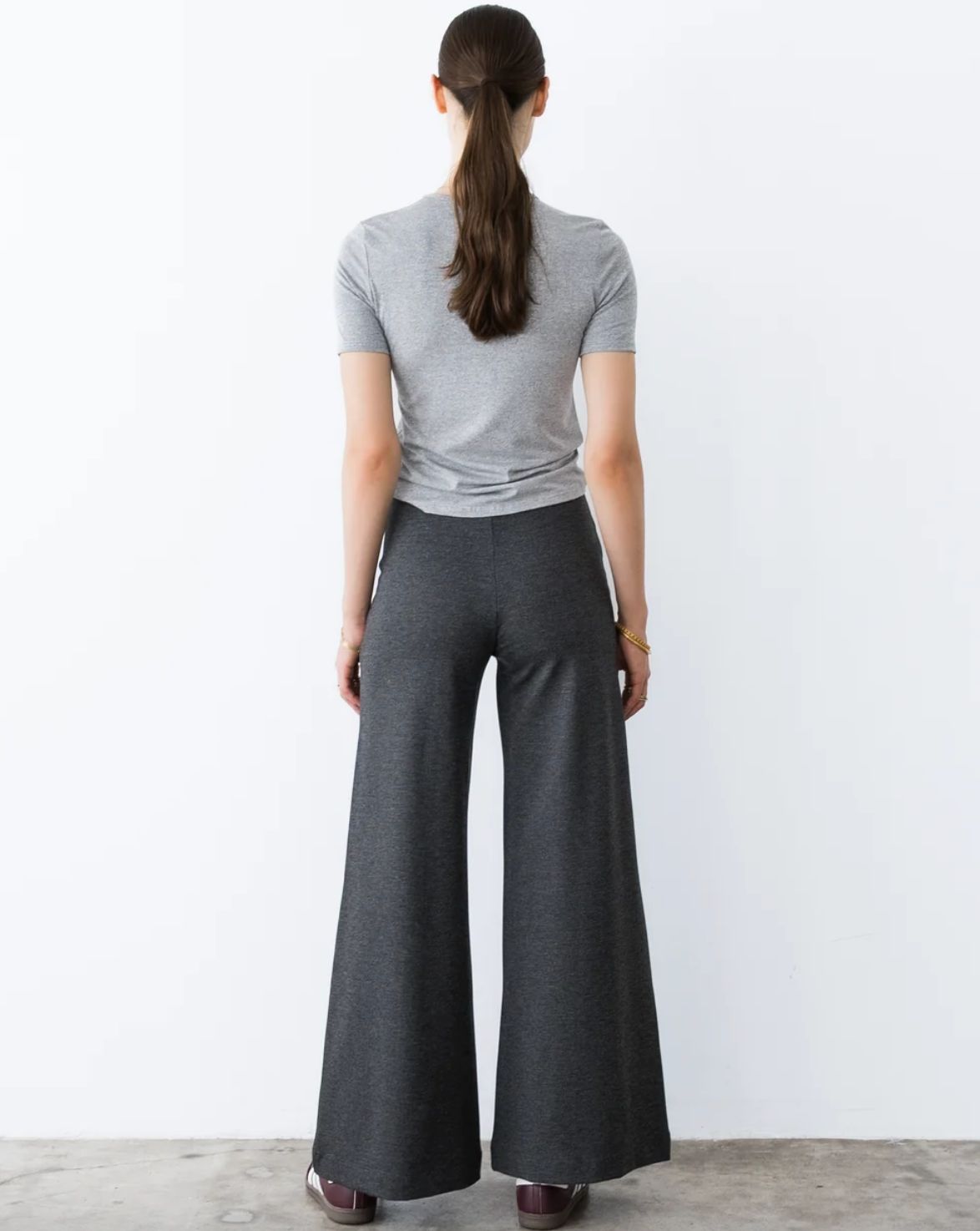 Ripley Rader Ponte Knit Standard Wide Pant in Charcoal