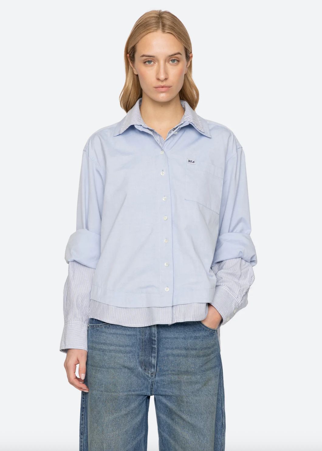 Sea NY Zayna DBL Layer Button Down Top