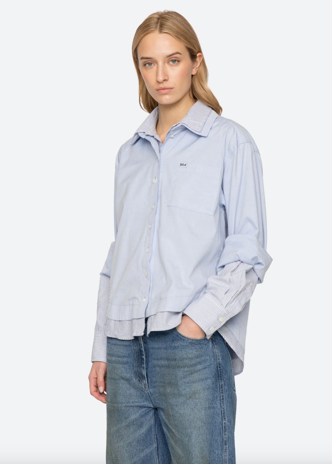 Sea NY Zayna DBL Layer Button Down Top