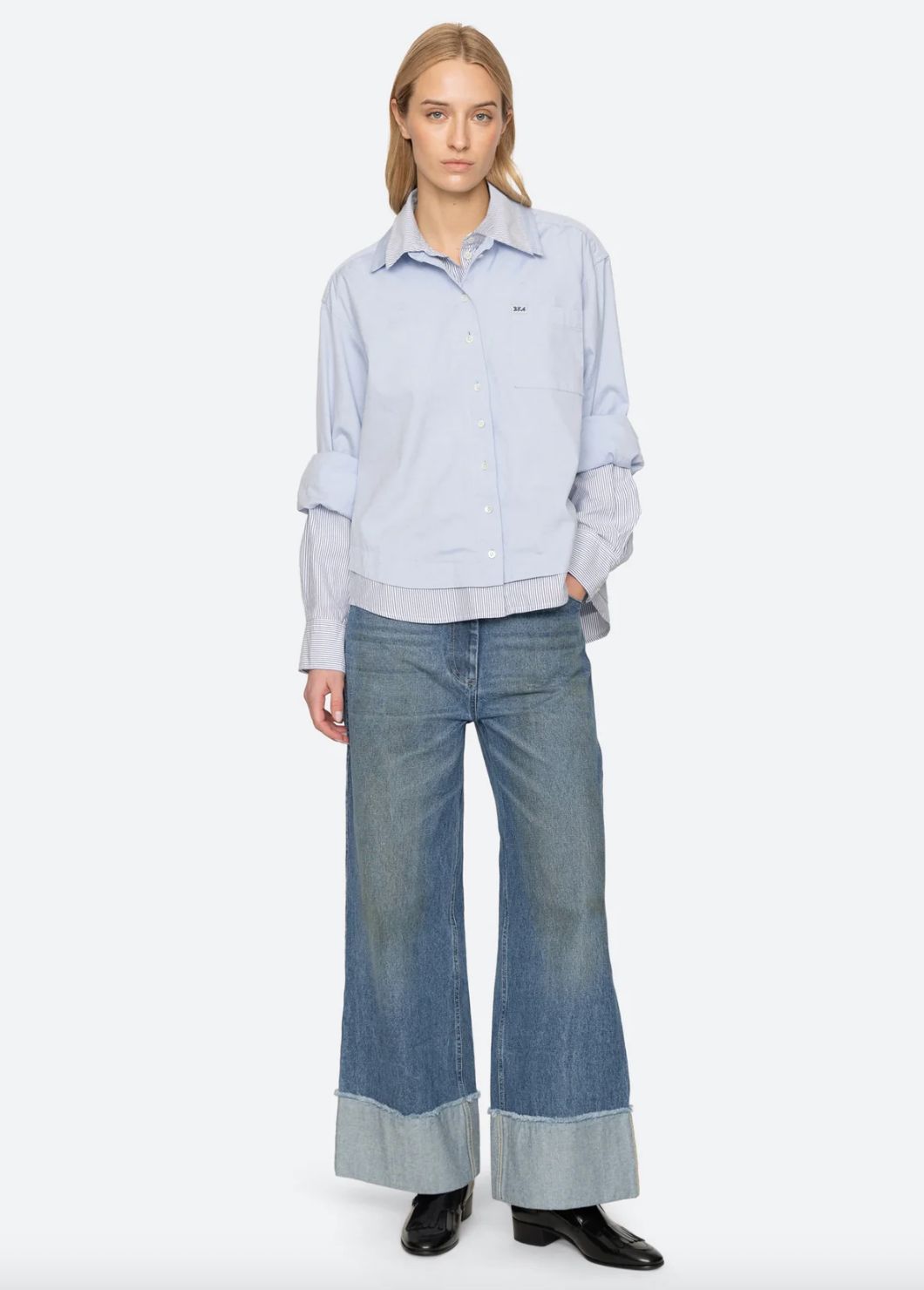 Sea NY Zayna DBL Layer Button Down Top