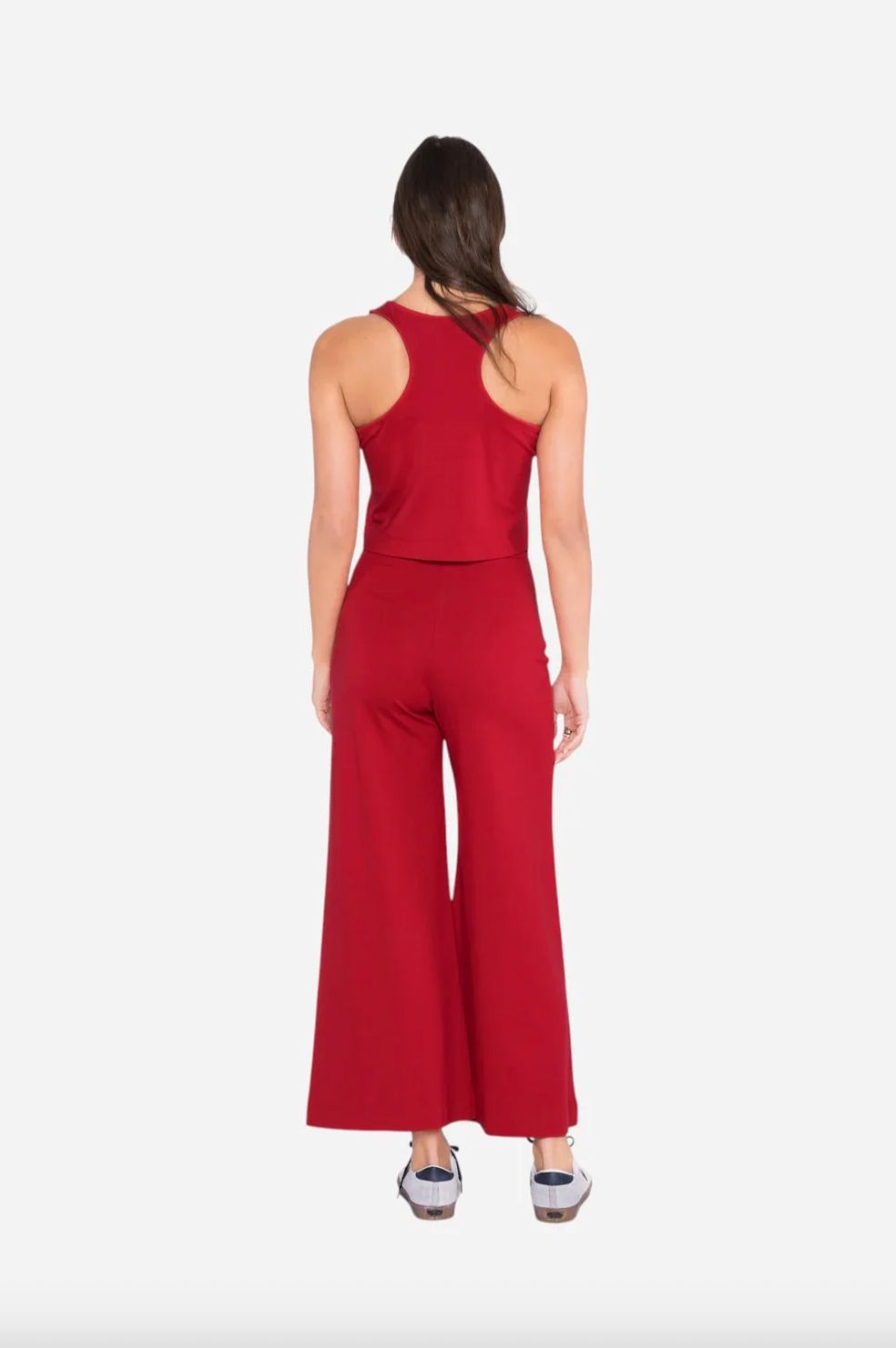 Ripley Rader Ponte Knit Cropped Wide Leg Pant in Red