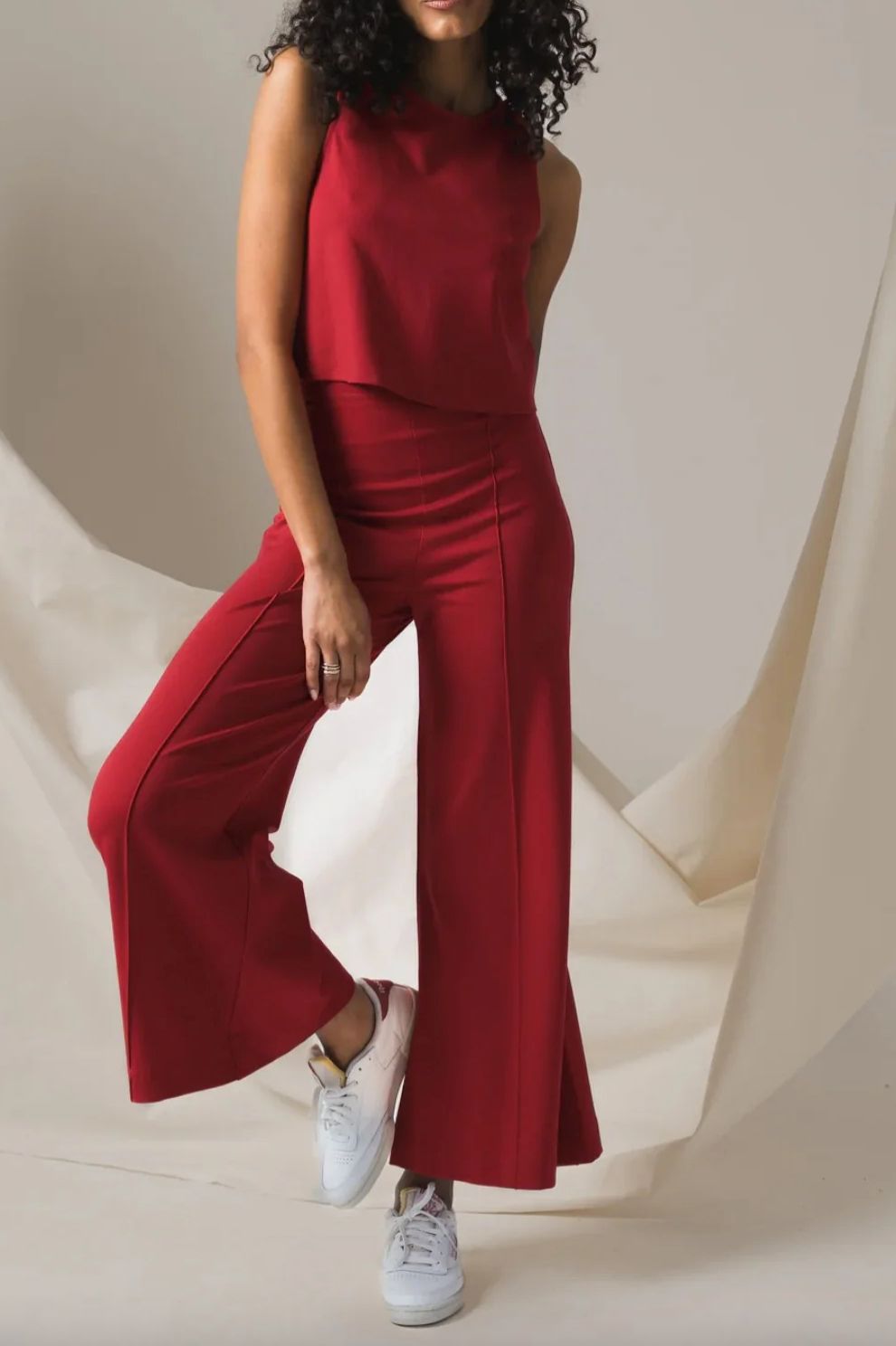 Ripley Rader Ponte Knit Cropped Wide Leg Pant in Red