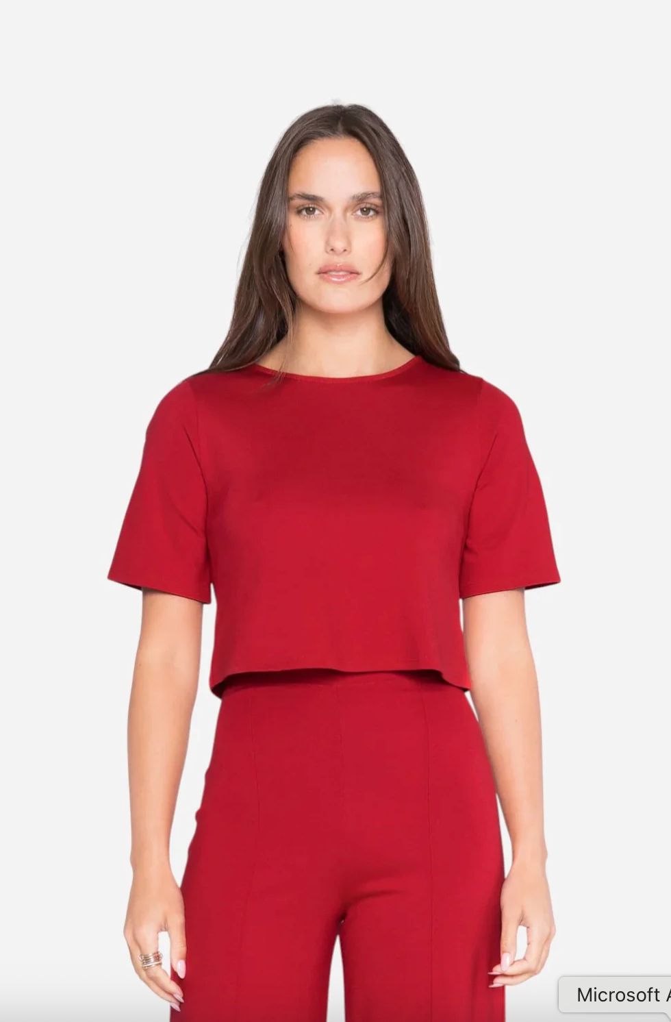 Ripley Rader Ponte Short Sleeve Extended Top in Red