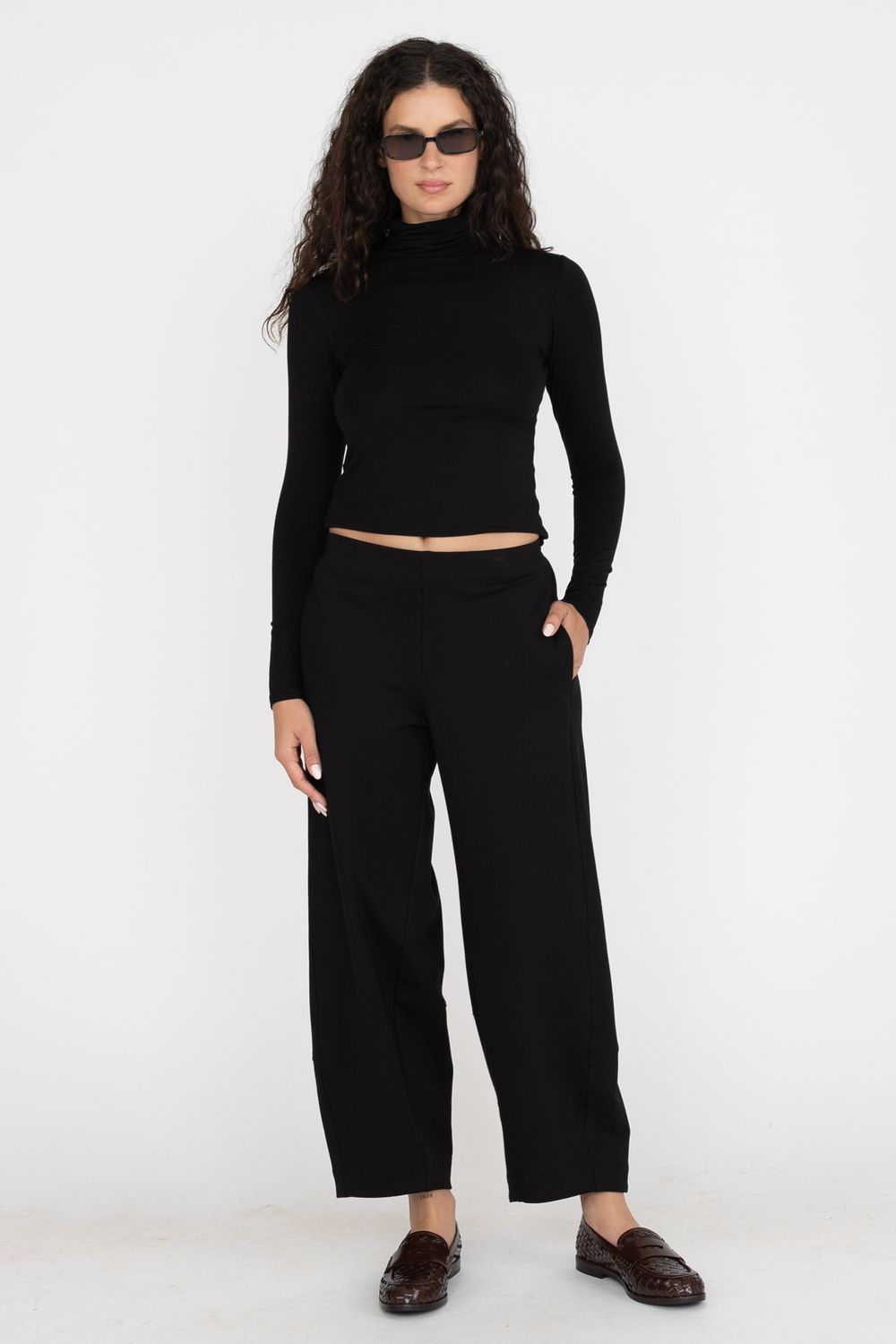 Ripley Rader Ponte Knit Barrel Pant in Black, Color: Black, Size: 1