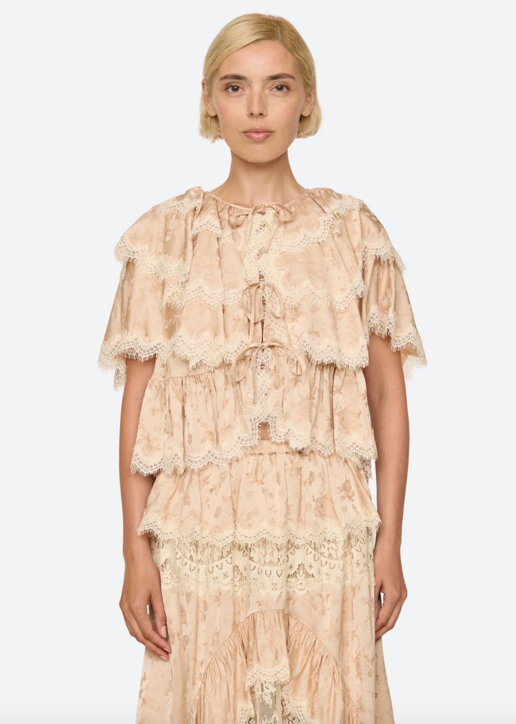 Sea NY Shay Lace Tie Front Top