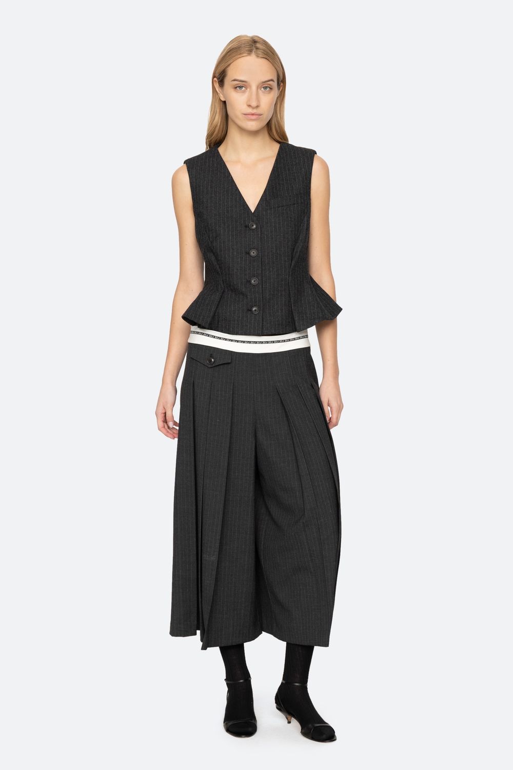 Sea NY Johanna Pinstripe Vest, Color: Gray, Size: XS